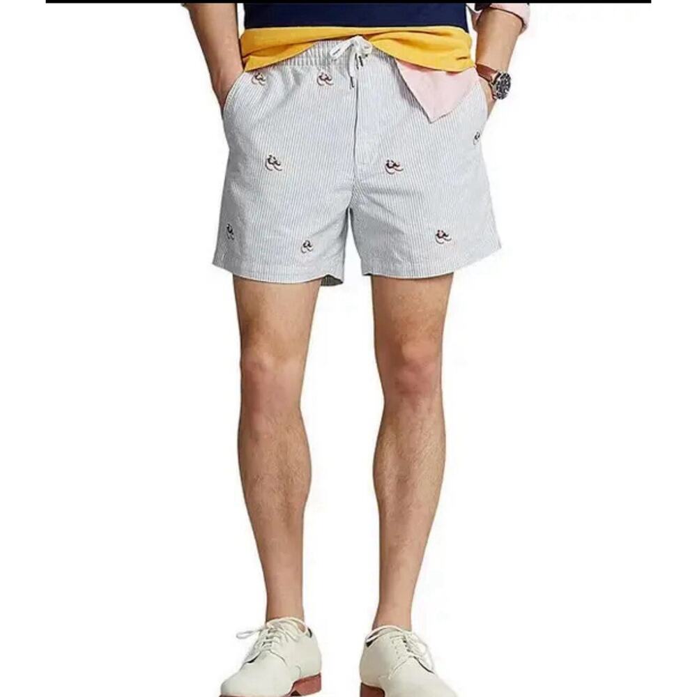 Polo Ralph Lauren Shorts Mens XL w/Embroidered Allover Design Striped $115